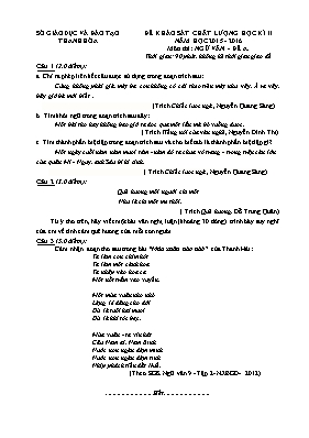 Đề khảo sát chất lượng học kỳ II môn Ngữ văn Lớp 9 - Năm học 2015-2016 - Sở GD & ĐT Thanh Hóa (Có đáp án)